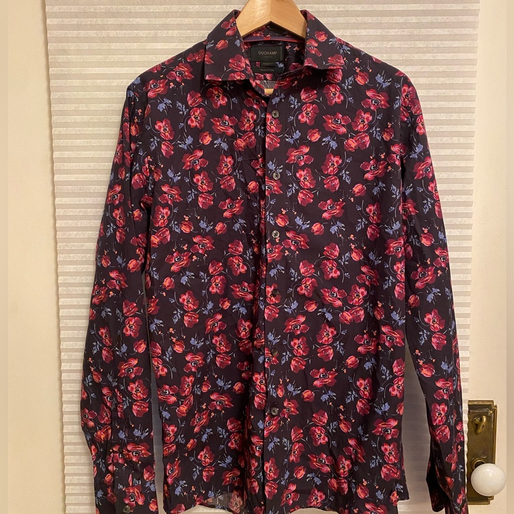 Duchamp Floral Black/Purple/Magenta Dress Shirt